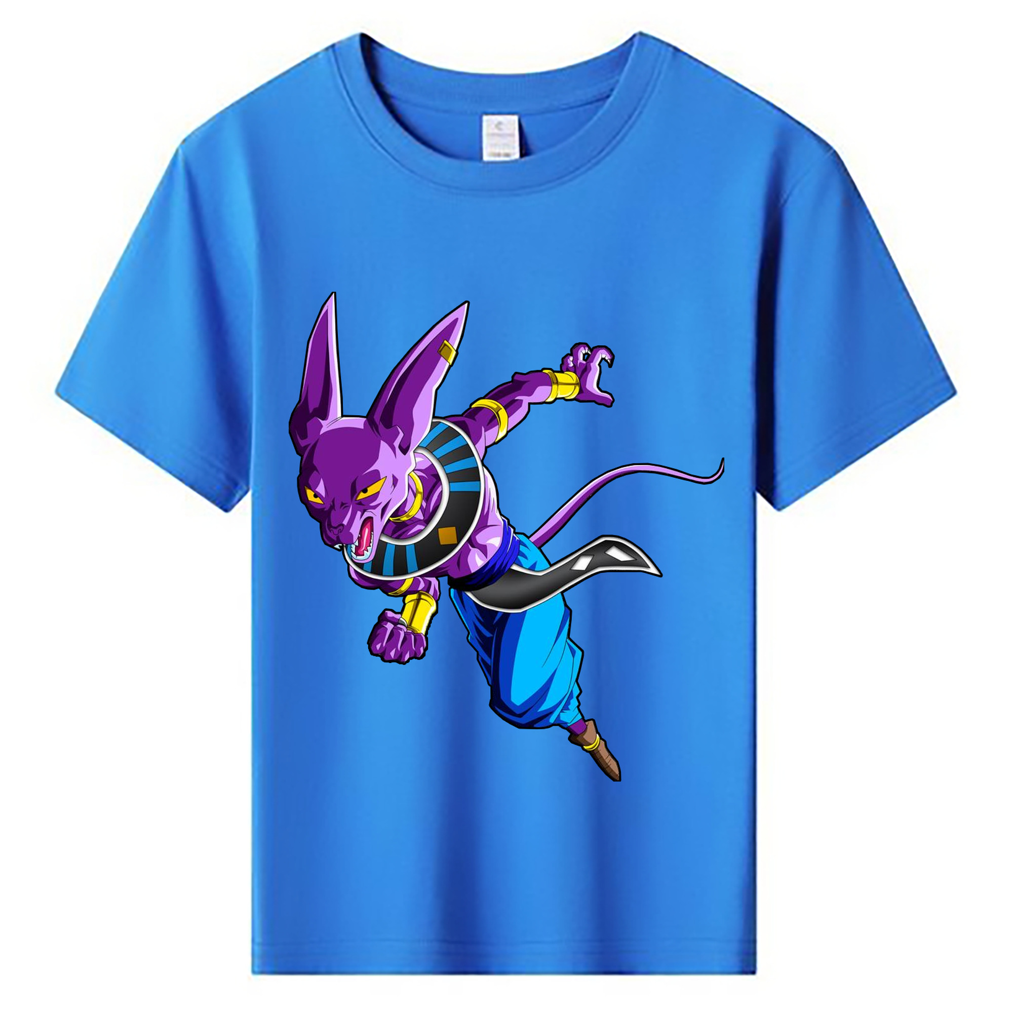 （画像用） ドラゴンボール ビルス 破壊神ビルス DRAGON BALL Beerus Birusu 綿100％キッズTシャツ（フロントプリント）